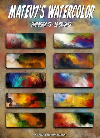 颓废的水彩涂抹效果PS笔刷