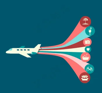 创意飞机度假元素矢量素材