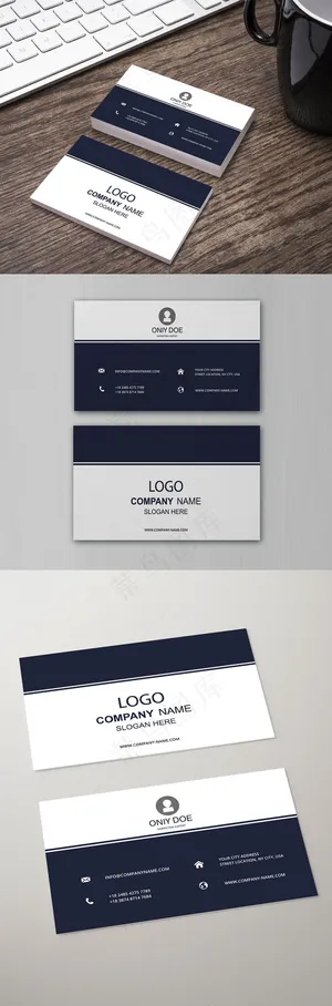 简约大气蓝白商务名片