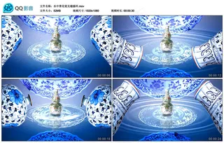 唯美中国风青花瓷led舞台背景视频...