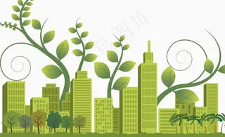 绿植建筑背景图片