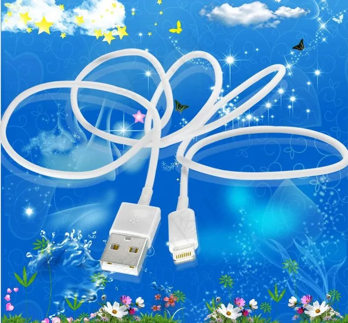 苹果白色充电线图片psd模版下载