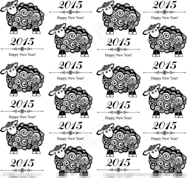 2015羊年ai矢量模版下载