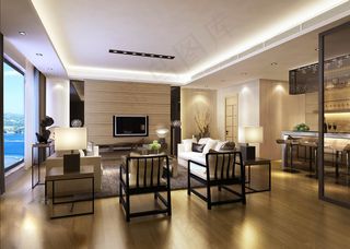 家居座椅装檀木式透光客厅设计