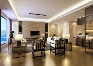 家居座椅装檀木式透光客厅设计