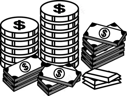 现金和金币金融货币宝卡通矢量图