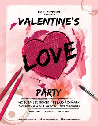 手绘情人节海报