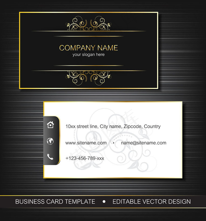 商务黑白名片模板矢量素材