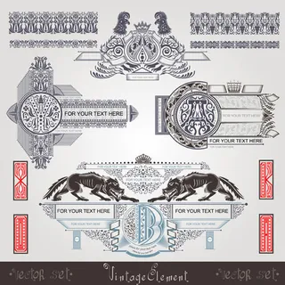 怀旧复古图案设计矢量素材