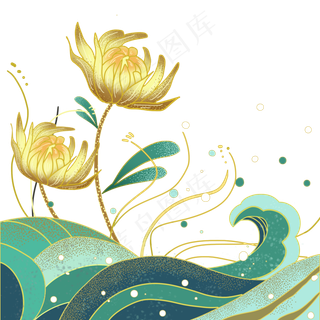 日本浮世绘海浪菊花日本浮世绘海浪菊花