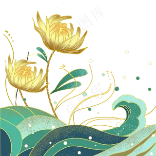 日本浮世绘海浪菊花日本浮世绘海浪菊花