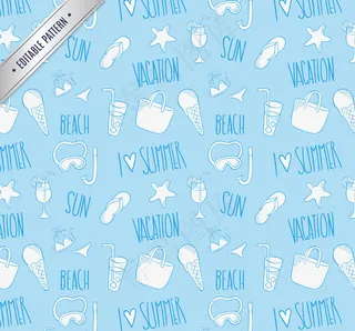 我爱夏季无缝背景矢量素材下载