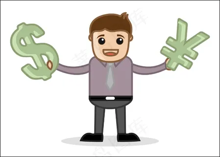 持有货币符号-办公和商务人士的卡通...