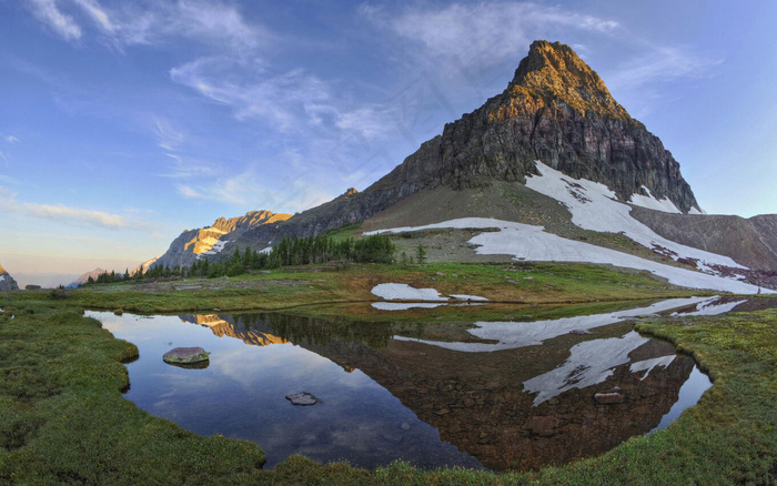 3D高清风景高山下的小湖背景墙壁画