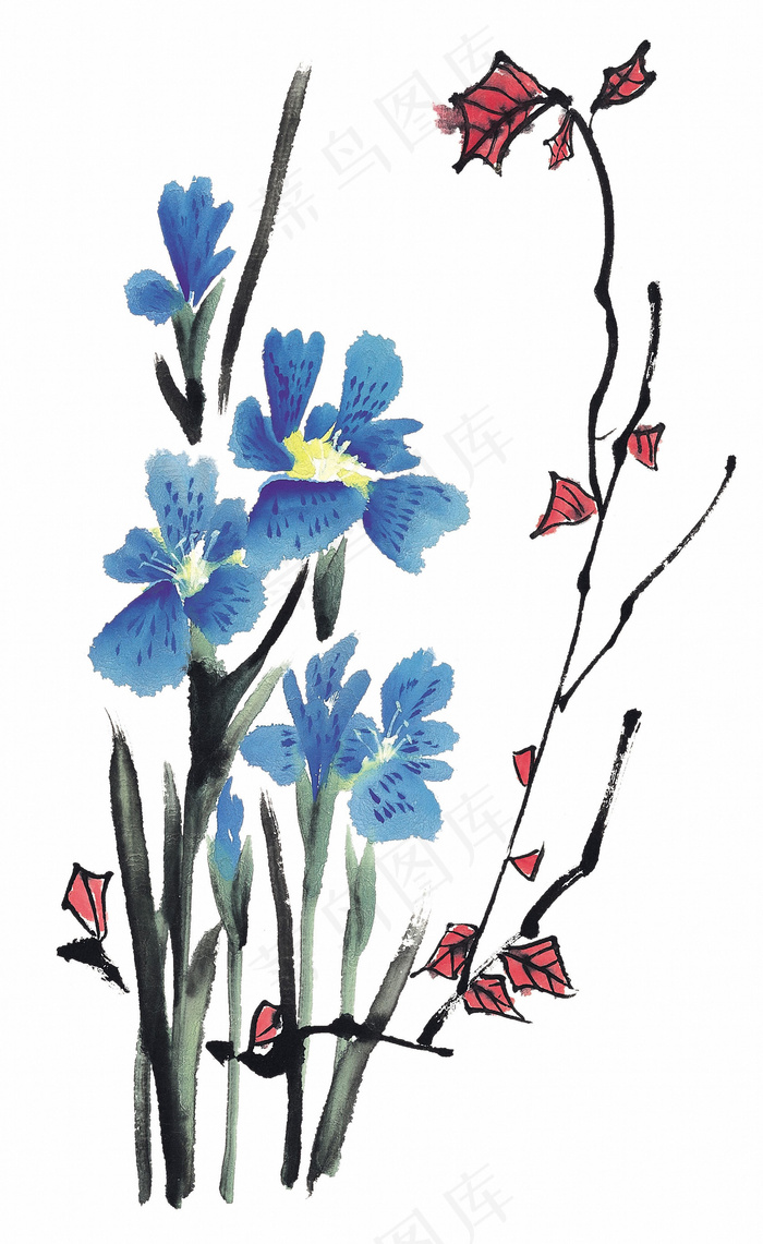 水仙水墨画
