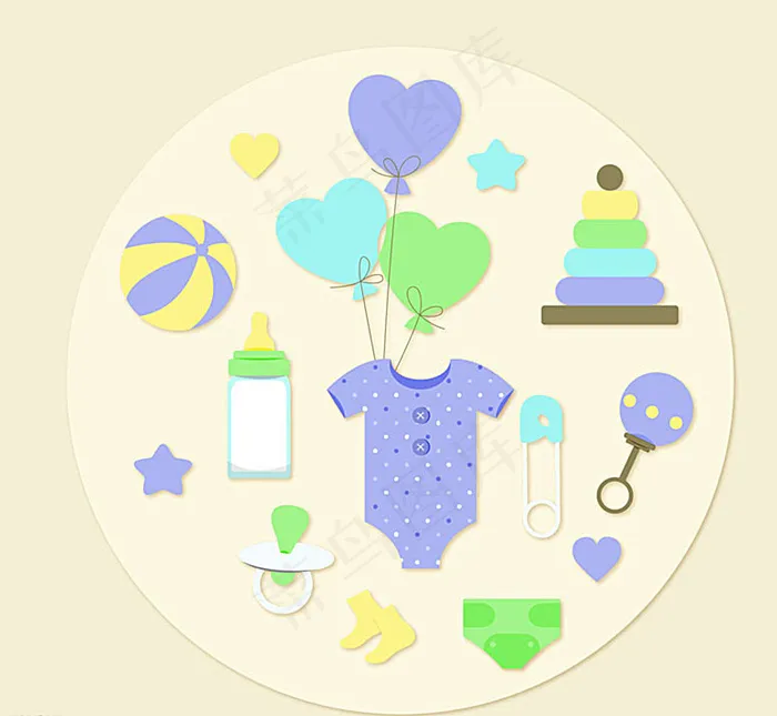 可爱婴儿用品图片ai矢量模版下载