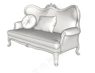 欧式沙发3d模型图片