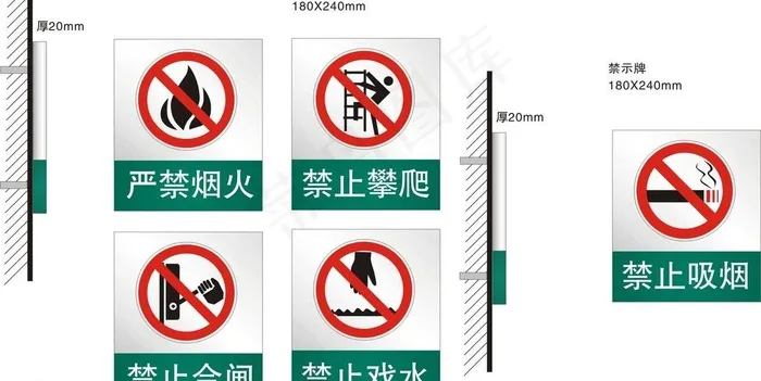 禁止标识标志招牌效果图图片cdr矢量模版下载