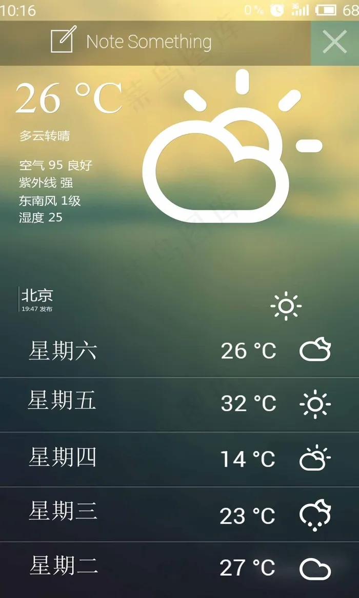 手机主题app天气psd模版下载