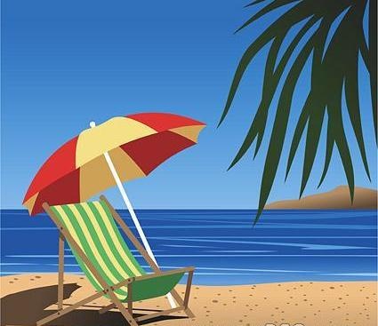 夏日沙滩矢量素材