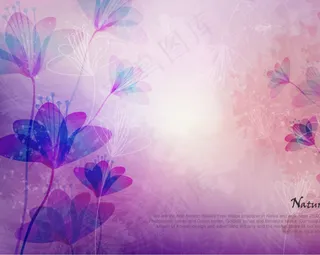 朦胧鲜花线描花朵背景矢量图