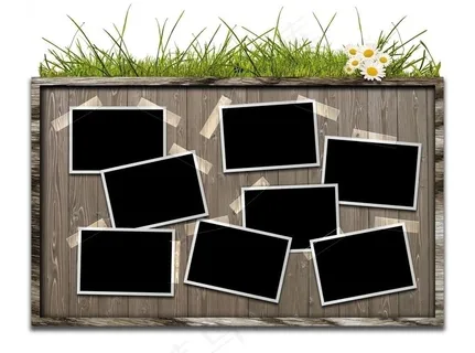 绿草地下的公告栏图片