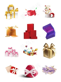新年礼物盒合集元素