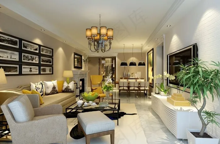 中式客厅装修设计效果图