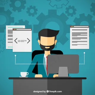 在计算机上工作的程序员