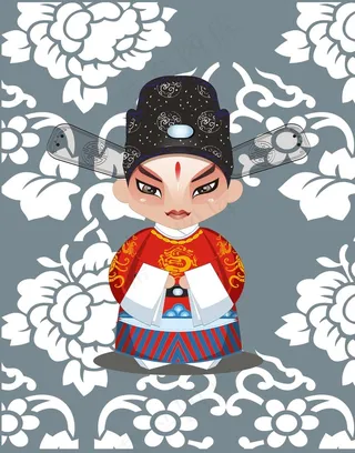 传统矢量人物插画晋剧人物卡通人物图...