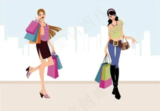 失量商场购物美女图片