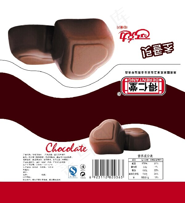巧克力咀嚼片背面psd模版下载