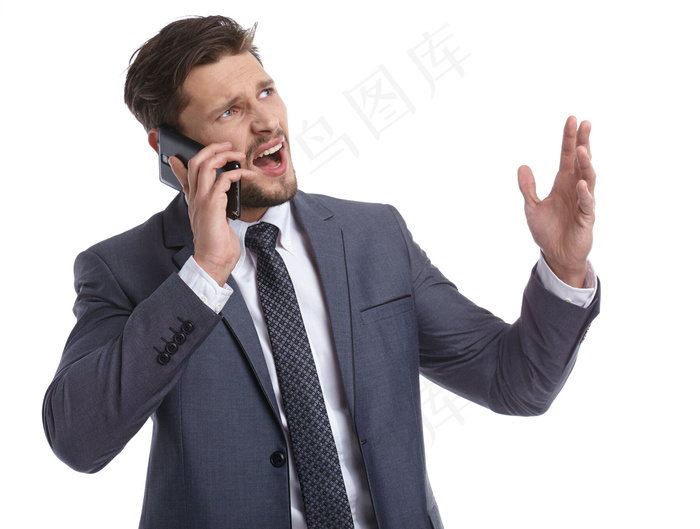 接电话生气的商务男人图片