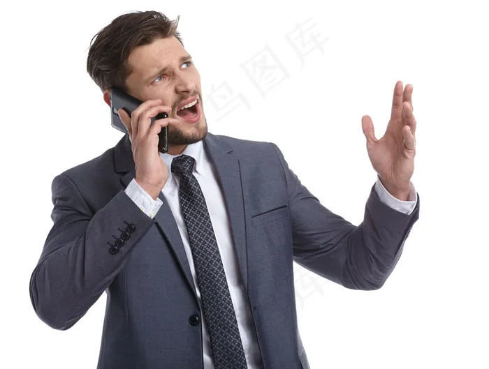 接电话生气的商务男人图片