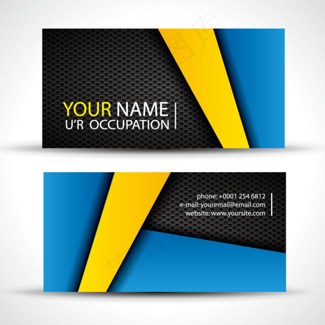 蓝色 黄色 黑色 矢量名片设计素材
