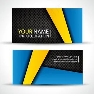 蓝色 黄色 黑色 矢量名片设计素材