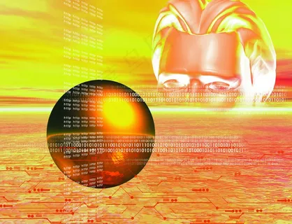 科技创意 人头模型 黄色光图片