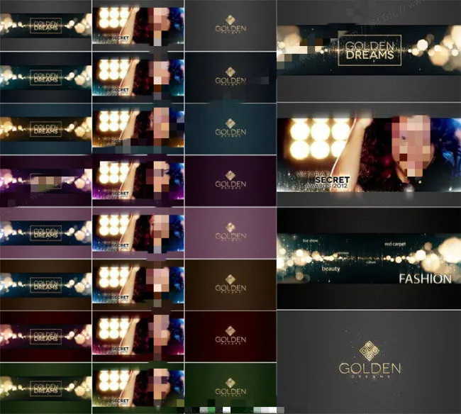《金色梦境》时尚魅力金色光效AE模...