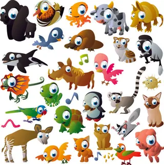 卡通动漫动物形象矢量素材_EPS