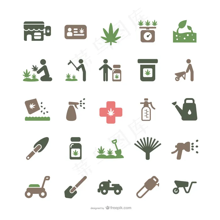 药用大麻和园艺图标ai矢量模版下载
