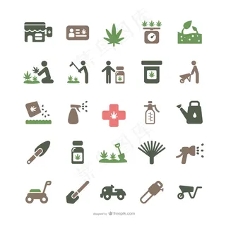 药用大麻和园艺图标