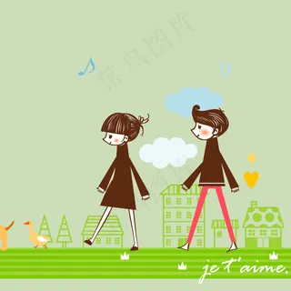 印花矢量图 T恤图案 图文结合 人...