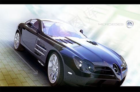 奔驰新概念汽车宣传海报设计psd素...