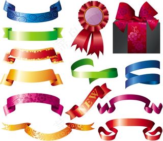 彩色花纹飘带矢量图