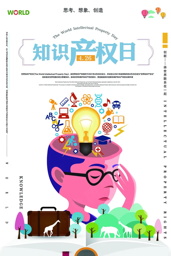 世界知识产权日公益宣传海报psd模版下载