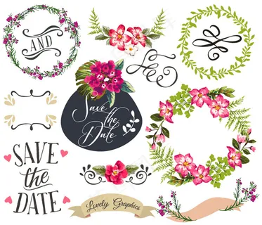 卡通花朵婚礼请贴图片