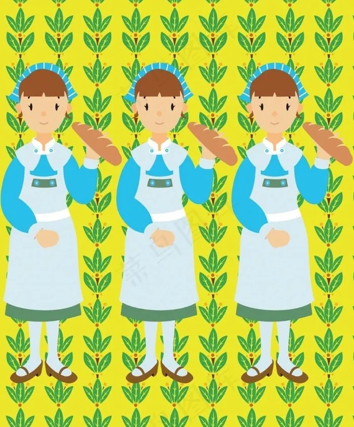 餐厅服务员图片ai矢量模版下载