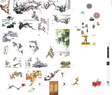 菜谱水墨素材图片