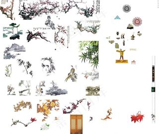 菜谱水墨素材图片