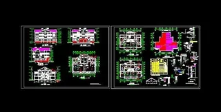 双拼三层带阳台别墅施工图 ...